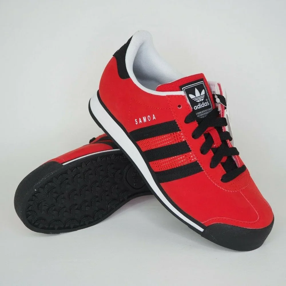 Adidas Samoa J Boys Shoes Red Sneakers Originals Leather C75421 Vintage - Picture 10 of 12